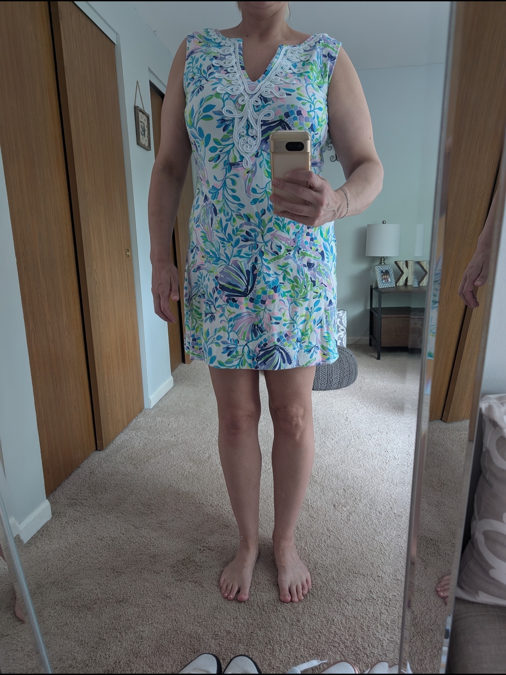 Lilly Pulitzer Sleeveless V-Neck Mini Dress in Pastel Blue, Pink & Green